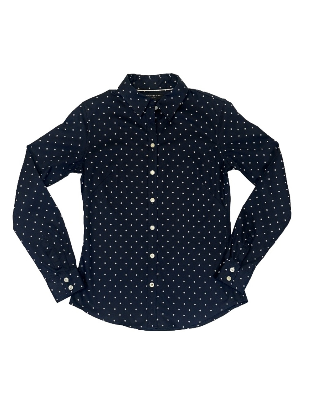 Banana Republic Non-Iron Fitted Shirt Navy Diamond Print Size 4